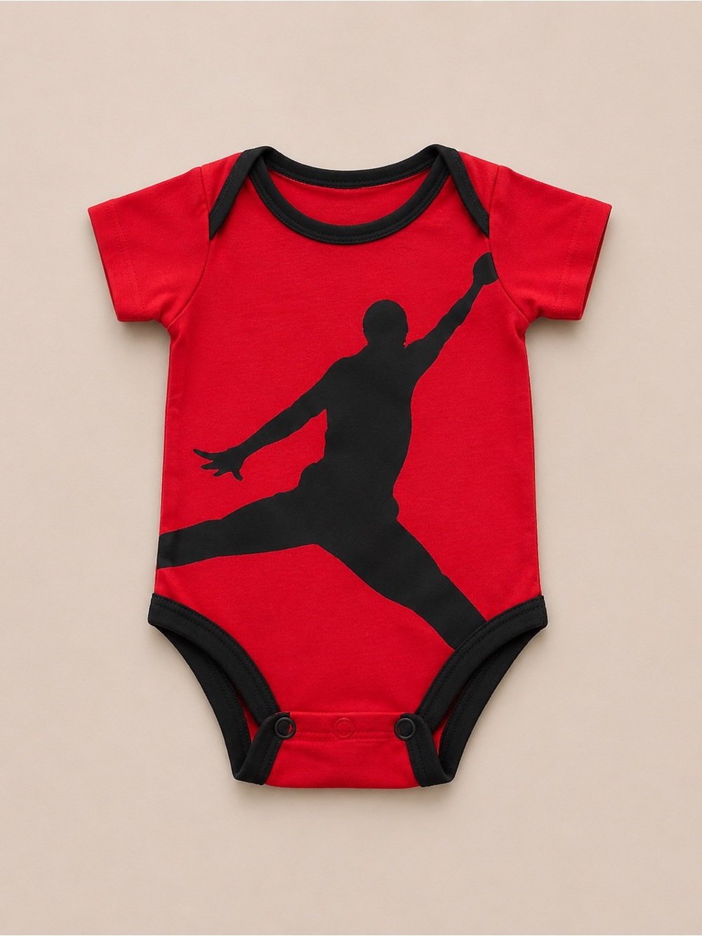 Air Jordan - Red & Black Onesie W/ Logo (Cotton) - NB